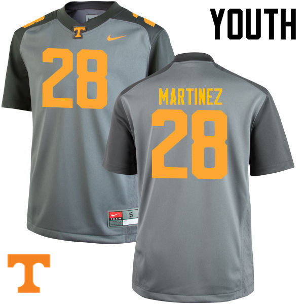 Youth #28 Will Martinez Tennessee Volunteers College Football Jerseys-Gray